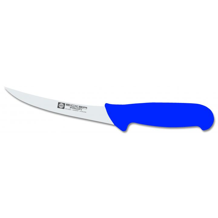 00.513.15 Нож обвалочный (изогнутый, жесткий) Eicker, ручка голубая, нейлон