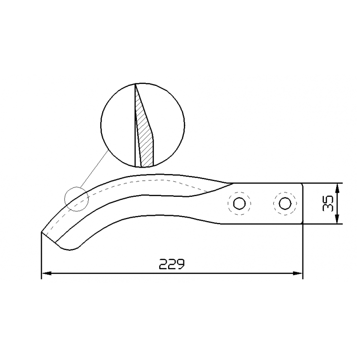 Нож шпигорезный отрезной Ruhle MR 80 229х35 мм